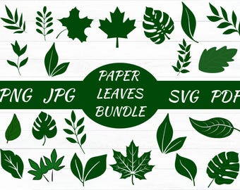 Paper Leaves SVG, Leaf Templates, Cut Files for Cricut, Silhouette, Clipart,Vector,JPG,PNG