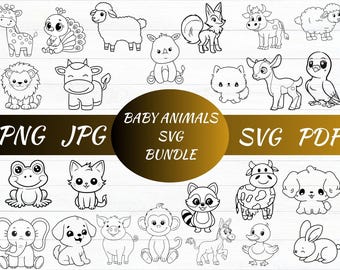 Baby Animals Svg Bundle, Cute Animal Svg, Woodland Animals Svg,Rabbit,Hedgehog,Fox,Bear,Raccoon,Skunk,Deer,Beaver, Squirrel,Owl, Frog, Mouse