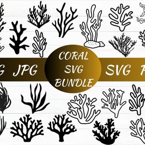 Coral SVG Bundle, Coral PNG Bundle, Coral Clipart, Coral Silhouette, Coral SVG Cut Files for Cricut, Under The Sea svg, Sea Plants Svg