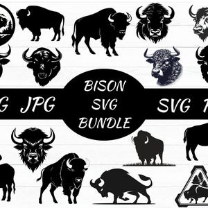 Bison SVG Bundle ,Bison Cut Files For Cricut , Bison mountain PNG , American Bison Designs Bundle