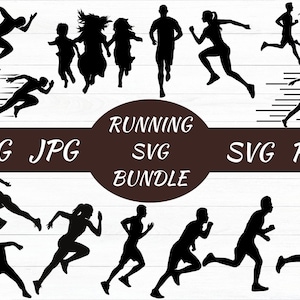 Running SVG Bundle, Runner SVG, Running Silhouette, Runner Silhouette, Running Print, Running Clipart, Running Vector