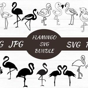 Flamingo SVG Bundle, Cricut Silhouette Cut Files (PNG, JPG)