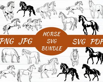 Paard SVG-bundel, silhouet vector clipart (digitale download)