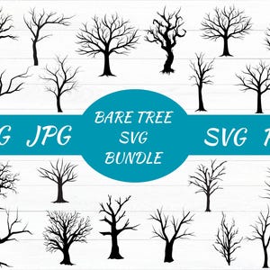 Lövlöst träd SVG-paket, Rustik silhuett (Digitala filer)