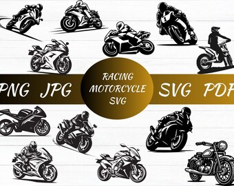 Racing Motorcycle Vector Bundle – Biker Clipart, Helmet Decal (SVG, PNG)