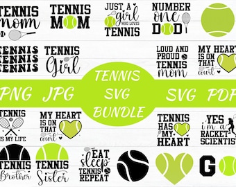 Tennis SVG Bundle, Tennis Mom, Ball, Racket (Digital Download)
