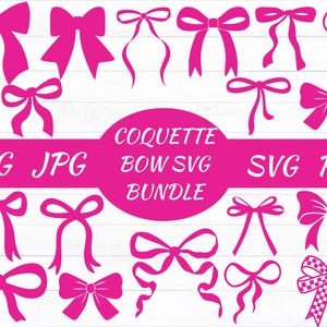 Coquette Bow SVG Bundle | Pink Ribbon Clipart, Hand-Drawn Bows for Cricut, Cute Bow Illustrations, Whimsical Clip Art, Digital Download