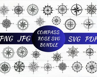 Bundle rose des vents, fichiers de coupe nautique (téléchargement numérique)