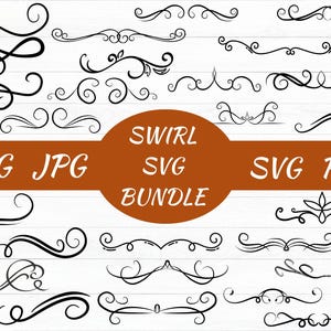 Wir SVG, Dekoracyjny Wir Clipart, Rozkwit SVG, Ozdobny Wir PNG, Elegancki Plik Cięcia Wiru, Projekt Cricut Flourish, Natychmiastowe Pobieranie