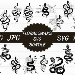 Snake svg bundle, Floral snake svg, png, jpg, Celestial snake svg, Snake with flowers svg, Mystical snake svg, Instant Download