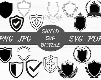 Shield SVG Bundle, Graphic Design Clipart (Digital Files)