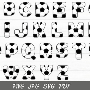 Soccer Alphabet Svg - Sports Font Letters - Soccer Ball Letters Clipart - Digital Soccer Letters - Soccer Font Png - Soccer Monogram Svg