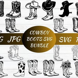 Cowboy boots and hat svg bundle, Cowgirl boot svg, png, jpg, Floral boots svg, Western Boots svg, Redeo svg, Ranch svg,Instant Download