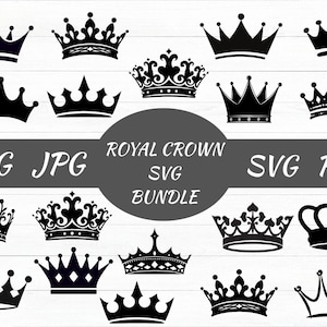 Royal Crown Svg, Crown Svg Bundle, King Crown Svg, Queen Crown Svg, Crown Clipart, Princess Tiara Svg, Cricut, Silhouette, Instant Download