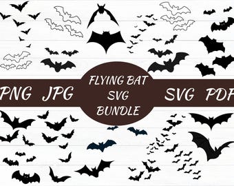 Halloween Flying Bat SVG Bundle, Spooky Bat Silhouette (Digital Files)