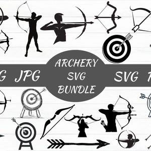 Bågskytte SVG-paket, pil och båge vektor, måltavla, jakt (digital nedladdning)