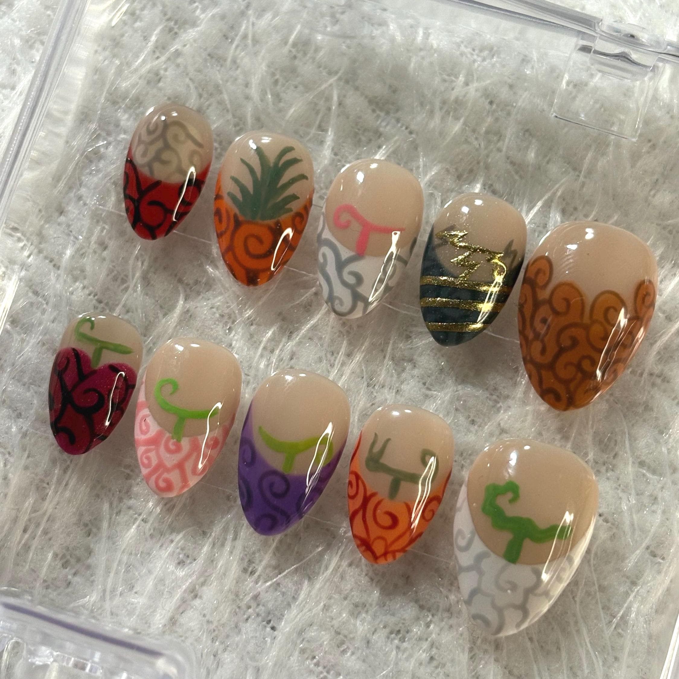 小物 tanakadaisuke devil nail globe Devil Fruit Press on Nails- French Tip - Etsy