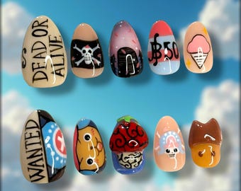 Chopper Inspired Press On Nails- Anime Character Nails