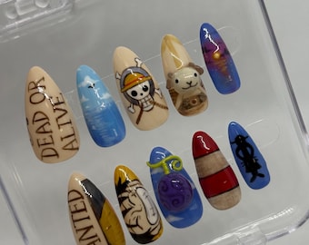 Faux ongles Luffy (anime) – Ongles personnalisés faits main