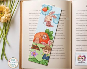 Bunny Patch Bookmark Cross Stitch Pattern | Garden Needlework (PDF)