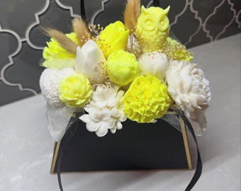 Floral Soap Gift Handbag Bouquet, Handmade Soap Bouquet, Flower Scented Soaps, Birthday Present, Floral Soap Gift Set,Handmade Soap Flower