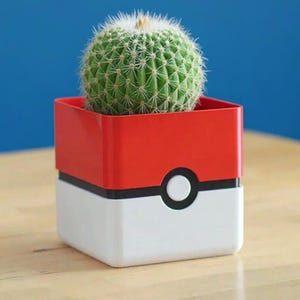 Pokéball-planter | 3D-geprinte op Pokemon geïnspireerde succulente pot | Geeky Nintendo-gamercadeau