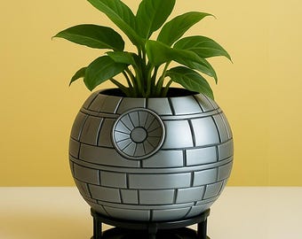 Vaso Death Star / Vaso per piante grasse ispirato a Star Wars stampato in 3D / Decorazione per scrivania da ufficio geek / Regalo fantascientifico unico
