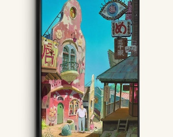 Sen to Chihiro no Kamikakushi, Spirited Away Print Canvas,  Hayao Miyazaki Wall Art Poster, Studio Ghibli Gift, Anime Landscape Decor