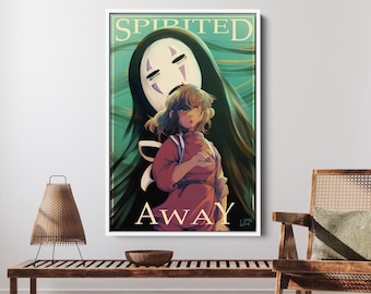 Spirited Away Print Canvas Poster, Studio Ghibli Wall Art Gift, Hayao Miyazaki Fantasy Anime Artwork, Chihiro No Face Decor