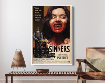 Sinners Vampire Horror Canvas Print: Retro Gothic Movie Poster Art