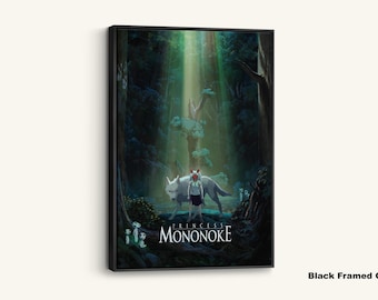 Księżniczka Mononoke, plakat na płótnie Studio Ghibli, leśna grafika ścienna, prezent z anime, dzieła Hayao Miyazaki, dekoracja z motywem natury
