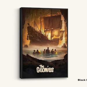 The Goonies Movie Poster, Print Canvas, Wall Art, Retro Film Gift, Adventure Nautical Decor, Vintage Pirate Ship Artwork