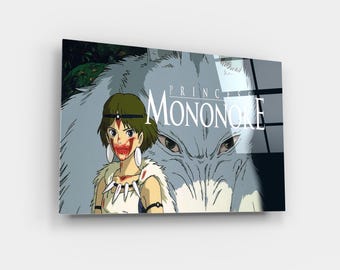 Cristal templado de la Princesa Mononoke: Arte mural de anime de Studio Ghibli