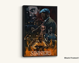 Sinners Movie Poster: Dark Vampire Canvas Art, Retro Horror Film Decor