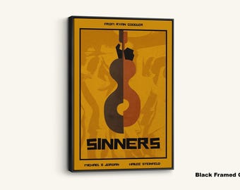 Sinners Movie Poster: Abstract Canvas Print, Retro Music Film Art