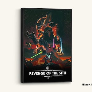 Star Wars Revenge of the Sith Poster Print, Episode III Canvas Wall Art, Sci Fi Movie Gift, Jedi Sith Duel Decor