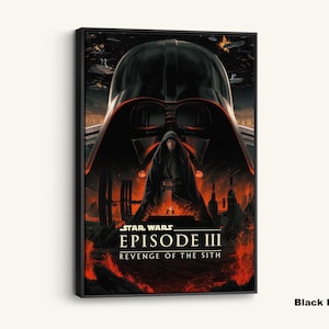 Star Wars Episode III Poster Print, Revenge of the Sith Wall Art, Darth Vader Canvas Gift, Sci Fi Movie Room Decor
