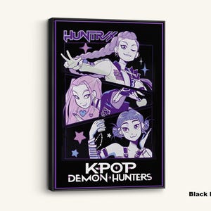 K-Pop Demon Hunters Poster, Anime Girl Wall Art Print, Purple Canvas Aesthetic Decor, Kpop Fan Gift, Cool Anime Poster