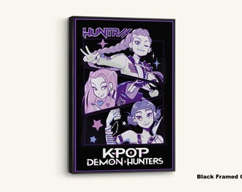 K-Pop Demon Hunters Poster, Anime Girl Wall Art Print, Purple Canvas Aesthetic Decor, Kpop Fan Gift, Cool Anime Poster
