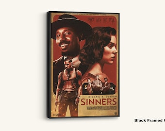 Sinners Movie Poster Canvas Print: Ryan Coogler Film, Retro Crime Drama