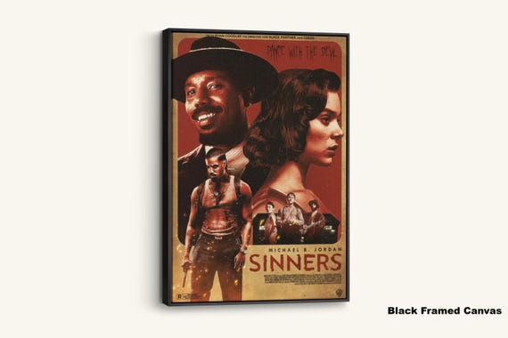 Sinners Movie Poster Canvas Print: Ryan Coogler Film, Retro Crime Drama