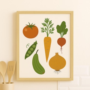 Art mural vintage végétalien botanique - Cuisine rétro à imprimer | Décoration de ferme antique | Téléchargement numérique instantané