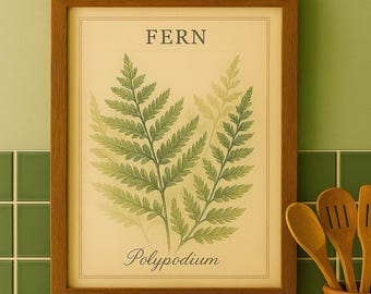 Vintage Fern Botanical Print: Polypodium Illustration, Natural History Art (Digital Download