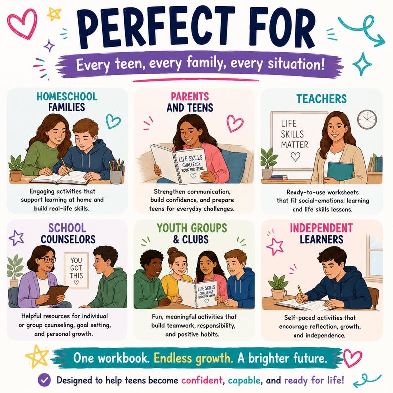Teen Life Skills Workbook, 28-page Printable PDF for Confidence, Money ...