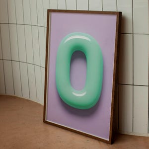Impresión de la letra O para guardería - Arte mural con el alfabeto de burbujas verdes - Descarga digital para habitación infantil - Póster moderno del ABC para habitación de bebé o niño pequeño