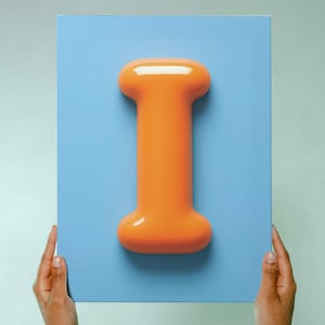 Impresión de la letra I para guardería - Arte mural con el alfabeto de burbujas naranjas - Descarga digital para habitación infantil - Póster moderno del ABC para habitación de bebé o niño pequeño