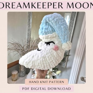 Dream Keeper Moon Plushie Pattern | Finger Knit Moon PDF | Chunky Yarn Nursery Decor