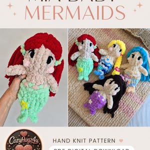 Mia Baby Mermaids Finger Knitting Pattern |Mini Chunky Plushie Doll (PDF Download)