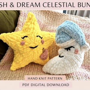 Finger Knit Star & Moon Plush Toy Patterns | Celestial Nursery Decor (PDF Bundle)