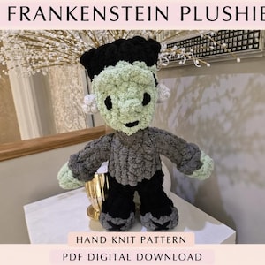 Frankenstein Plushie Mönster: Grovt fingerstickat monster (PDF-mönster)